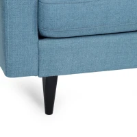 3-Seater Sofa with Button Tufted Waffle Stitch and Rubberwood Legs, 83" L x 33.5" W x 35.5" H, Blue(m-6)