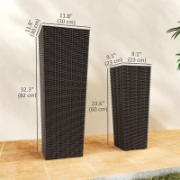 Outsunny Set of 2 Tall Planters for Outdoor Plants with Drainage Holes, Outdoor Flower Pots for Entryway, Patio and Deck(m-3)