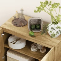 HOMCOM Kitchen Storage Cabinet, Wood Effect Sideboard Buffet Cabinet with Adjustable Shelf and 2 Doors, Nature Wood(m-9)