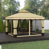 Outsunny 10' x 12' Double Roof Patio Gazebo Canopy, Outdoor Gazebo Shelter with Netting & Curtains, for Garden, Lawn and Deck(m-10)