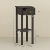 HOMCOM 2-Tier Side Table with Drawer and Shelf, End Table for Living Room and Hallway, Coffee(m-3)