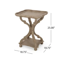 Acacia Wood Accent Table with Smooth Walnut Finish, No Assembly Required, 19" L x 19" W x 25" H, Natural(m-3)