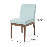 Set of 2 Scandinavian Dining Chairs with Rubberwood Legs, Walnut Finish, Upholstered Chairs for Dining Room, 17.5" L x 23.5" W x 33" H, Mint(m-3)