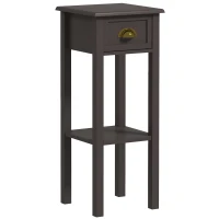 HOMCOM 2-Tier Side Table with Drawer and Shelf, End Table for Living Room and Hallway, Coffee(m-12)
