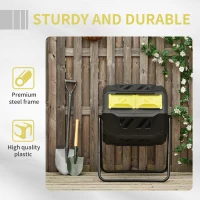 Outsunny Tumbling Compost Bin Outdoor 360° Dual Chamber Rotating Composter 43 Gallon, Yellow(m-7)