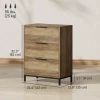 HOMCOM Dresser for Bedroom, 3 Drawer Dresser Tower, Chest of Drawers for Hallway, Entryway, Closet, Natural(m-3)