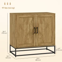 HOMCOM Kitchen Storage Cabinet, Wood Effect Sideboard Buffet Cabinet with Adjustable Shelf and 2 Doors, Nature Wood(m-3)