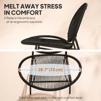 Outsunny Rattan Bistro Set, 3 Pieces Wicker Patio Furniture Set, Acapulco Chairs and Steel Table for Porch, Balcony, Black(m-5)