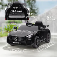 Qaba Mercedes-Benz AMG GTR Licensed 12V Battery Powered Kids Electric Car w/ Remote, Soft Start, Lights, Music Horn, Black(m-3)