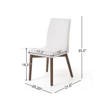 Set of 2 Scandinavian Dining Chairs with Solid Rubberwood Legs, High Back, Contemporary Fabric Side Chairs, 20" L x 21.5" W x 35.5" H, Beige(m-3)