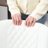 HOMCOM Home Office Chair No Arms with Wheels, PU Leather Desk Chair with Adjustable Height, 360 Swivel for Reading, White(m-9)