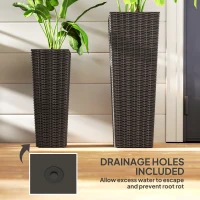 Outsunny Set of 2 Tall Planters for Outdoor Plants with Drainage Holes, Outdoor Flower Pots for Entryway, Patio and Deck(m-5)