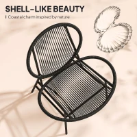 Outsunny Rattan Bistro Set, 3 Pieces Wicker Patio Furniture Set, Acapulco Chairs and Steel Table for Porch, Balcony, Black(m-4)