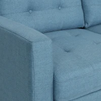3-Seater Sofa with Button Tufted Waffle Stitch and Rubberwood Legs, 83" L x 33.5" W x 35.5" H, Blue(m-4)