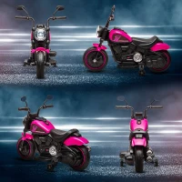 Aosom 6V Kids Motorcycle with Training Wheels, Foot Pedal, Headlight, Music, Forward/Reverse, Single-Button Start, Pink(m-9)