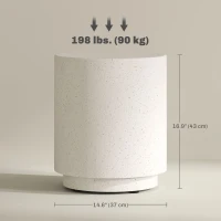 HOMCOM Terrazzo Finish Side Table, 17" Round End Table for Indoor and Outdoor, Cream White(m-3)