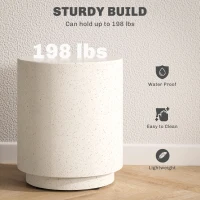 HOMCOM Lightweight Accent Table with Concrete Finish Round Side Table, Light Yellow(m-5)