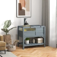 PawHut Tortoise Habitat with Shelf Storage Tortoise Gift Accessory with Weather Protection for Indoor, Gray(m-10)