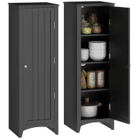 HOMCOM 48" Kitchen Pantry Storage Cabinet, Single Door Kitchen Cabinet with 4 Tier Shelving and Adjustable Shelves, Black(m-11)
