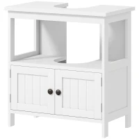 kleankin Pedestal Sink Storage Cabinet, Bathroom Under Sink Cabinet with 2 Doors and Open Shelf, Bathroom Vanity, White(m-12)