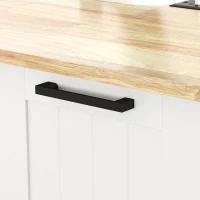 HOMCOM Kitchen Island on Wheels with Wood Drop Leaf, Charging Station, Rolling Kitchen Cart with Adjustable Shelf, White(m-10)