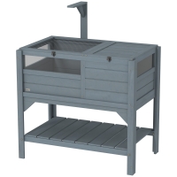 PawHut Tortoise Habitat with Shelf Storage Tortoise Gift Accessory with Weather Protection for Indoor, Gray