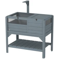 PawHut Tortoise Habitat with Shelf Storage Tortoise Gift Accessory with Weather Protection for Indoor, Gray(m-1)