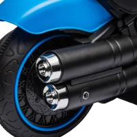 Aosom 6V Kids Motorcycle with Training Wheels, Foot Pedal, Headlight, Music, Forward/Reverse, Single-Button Start, Blue(m-10)