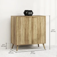 HOMCOM 55" Buffet Cabinet, Modern Sideboard with 2 Fluted Doors and Adjustable Shelf for Kitchen, Living Room, White(m-3)