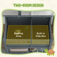 PawHut Tortoise Habitat with Shelf Storage Tortoise Gift Accessory with Weather Protection for Indoor, Gray(m-4)