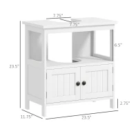 kleankin Pedestal Sink Storage Cabinet, Bathroom Under Sink Cabinet with 2 Doors and Open Shelf, Bathroom Vanity, White(m-3)