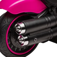 Aosom 6V Kids Motorcycle with Training Wheels, Foot Pedal, Headlight, Music, Forward/Reverse, Single-Button Start, Pink(m-10)