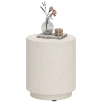 HOMCOM Lightweight Accent Table with Concrete Finish Round Side Table, Light Yellow