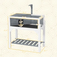 PawHut Wooden Tortoise Habitat with Storage Shelf, Tortoise Enclosure with Clear Windows, Openable Top, Lamp Holder, Gray(m-3)