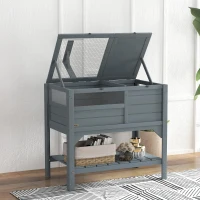 PawHut Tortoise Habitat with Shelf Storage Tortoise Gift Accessory with Weather Protection for Indoor, Gray(m-9)