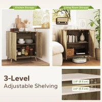 HOMCOM 55" Buffet Cabinet, Modern Sideboard with 2 Fluted Doors and Adjustable Shelf for Kitchen, Living Room, White(m-4)