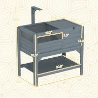 PawHut Tortoise Habitat with Shelf Storage Tortoise Gift Accessory with Weather Protection for Indoor, Gray(m-3)