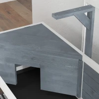 PawHut Wooden Tortoise Habitat with Storage Shelf, Tortoise Enclosure with Clear Windows, Openable Top, Lamp Holder, Gray(m-9)