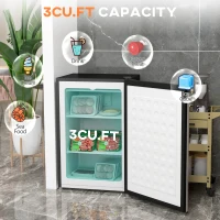 HOMCOM Upright Freezer, 3 Cu Ft Small Freezer with Reversible Single Door, Adjustable Thermostat for Home, Apartment, Silver(m-2)