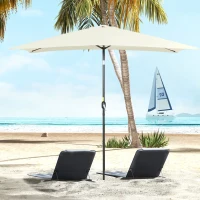 Outsunny 6.5x10ft Rectangle Aluminum Tilt Patio Umbrella, Garden Market Parasol, Outdoor Sunshade Canopy with Crank, Cream White(m-8)