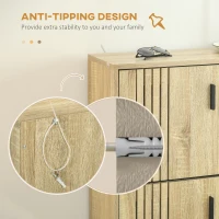 HOMCOM Shoe Storage Cabinet Organizer for 18 Pairs of Shoes with 3 Flip Drawers and Adjustable Shelves, Oak(m-6)