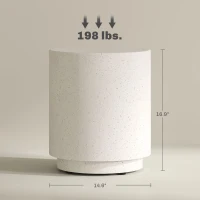 HOMCOM Lightweight Accent Table with Concrete Finish Round Side Table, Light Yellow(m-3)