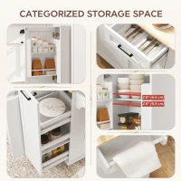 HOMCOM Kitchen Island on Wheels with Wood Drop Leaf, Charging Station, Rolling Kitchen Cart with Adjustable Shelf, White(m-6)