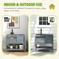 PawHut Tortoise Habitat with Shelf Storage Tortoise Gift Accessory with Weather Protection for Indoor, Gray(m-8)