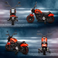 Aosom 6V Kids Motorcycle with Training Wheels, Foot Pedal, Headlight, Music, Forward/Reverse, Single-Button Start, Red(m-9)