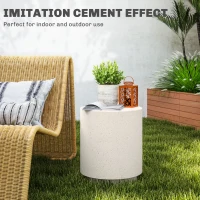 HOMCOM Terrazzo Finish Side Table, 17" Round End Table for Indoor and Outdoor, Cream White(m-4)