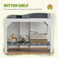 PawHut Wooden Tortoise Habitat with Storage Shelf, Tortoise Enclosure with Clear Windows, Openable Top, Lamp Holder, Gray(m-4)