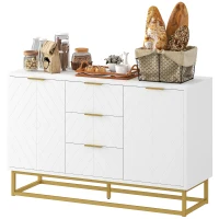 HOMCOM 47" Storage Cabinet with Doors, Adjustable Shelves, Metal Legs for Kitchen Storage, Home Use, White(m-2)