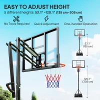 Soozier Basketball Hoop Outdoor, 4.4-10ft Portable Basketball Goal with Wheels and 44.5" Backboard, for Teenagers Youth Adults(m-4)