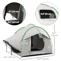 Outsunny 2000mm Waterproof SUV Tent, Car Tent with 3 Doors and Mesh Window, for 5-6 Person Camping Travel, Grey and Green(m-3)